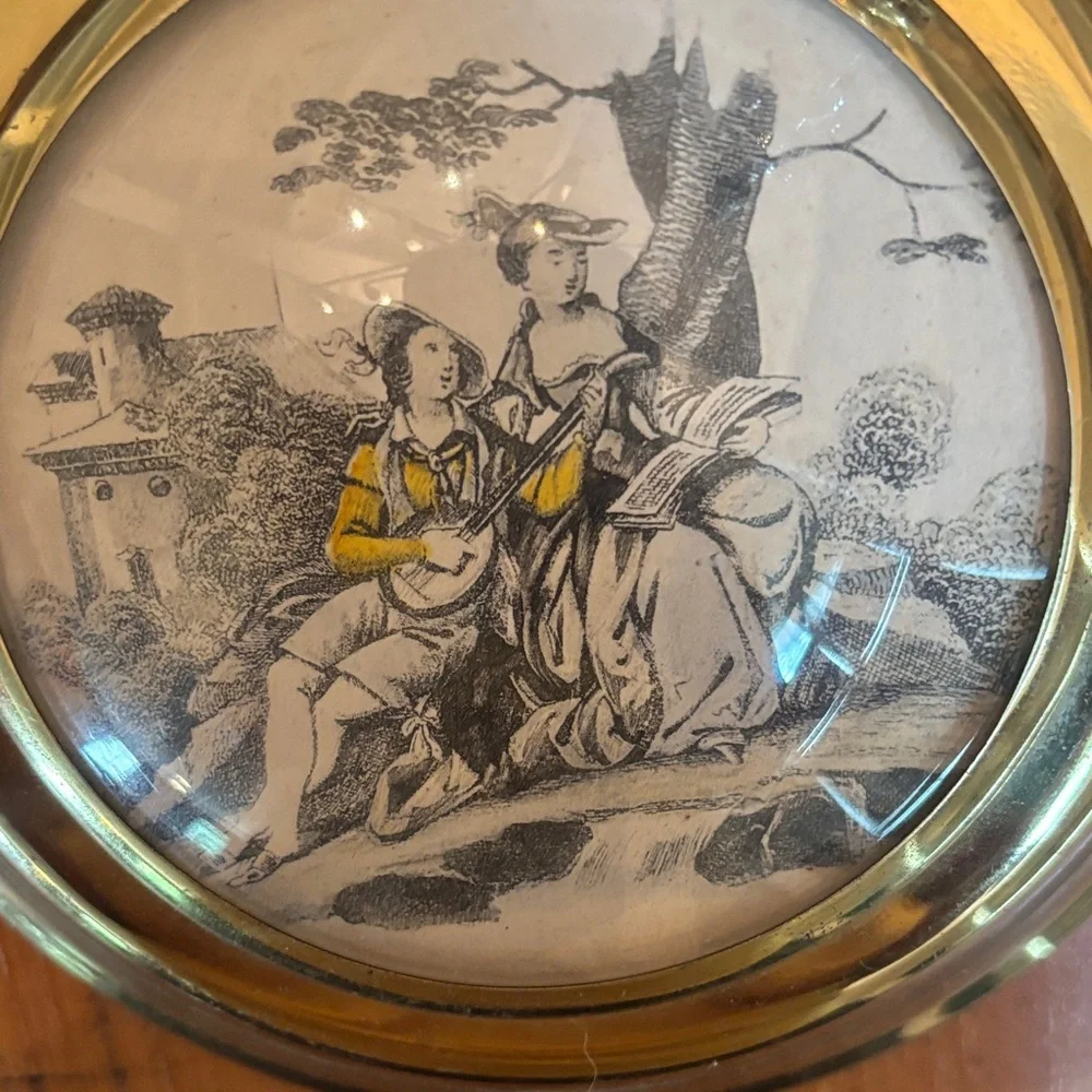 Gold Framed Vintage Romantic Scene Wall Art - Yellow Accent